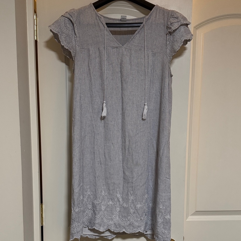 Gray Lace Trim Dress